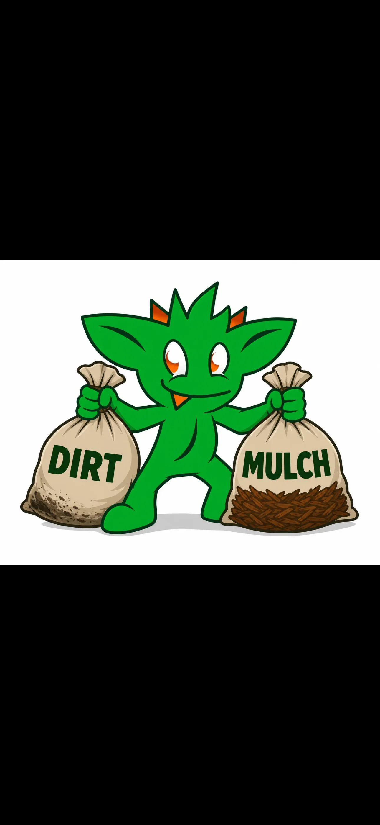 Illustration of dirt and mulch bags for landscaping material delivery