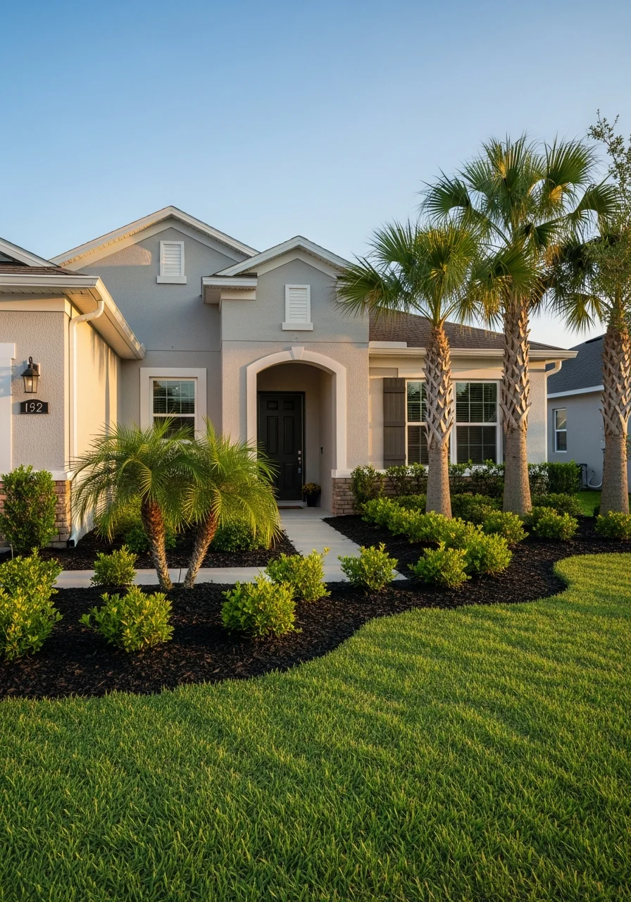 Close-up portrait of a well-maintained Dinsmore home showing front entrance, landscaping, and residential character.
